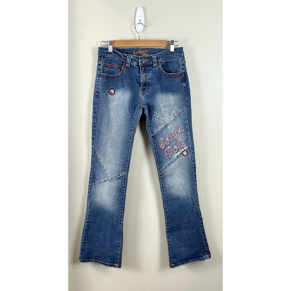 Southpole Sports Derin Collection Y2K Womens Sz 9 Bootcut Jeans Embroidered Logo